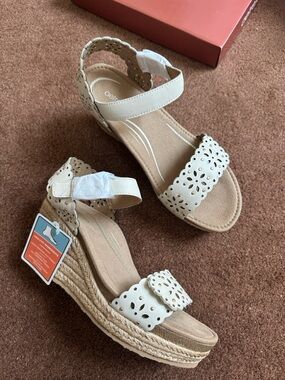 Aetrex Sydney Quarter Strap Espadrille Wedge size US 7.5 8 EU 38